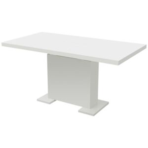 Rozkladací jedálenský stôl, vysoko lesklý, biely