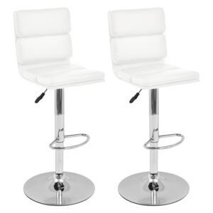 Otočné barové stoličky 2 ks, umelá koža, biele