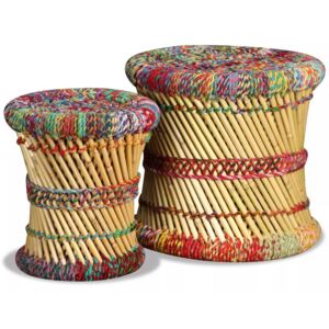 Stoličky s prvkami chindi 2 ks, rôznofarebné, bambus