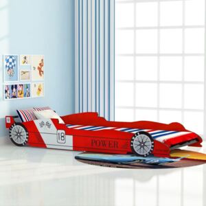 Detská posteľ, pretekárske auto, 90x200 cm, červená