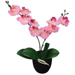 Umelá rastlina, orchidea s kvetináčom 30 cm, ružová