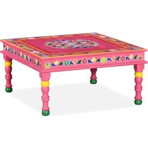 Ručne maľovaný konferenčný stolík, mangové drevo, ružový