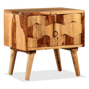 Nočný stolík s 1 zásuvkou, masívne sheeshamové drevo