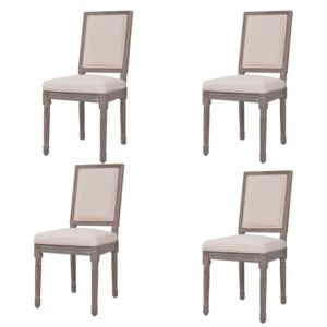 Jedálenské stoličky 4 ks, krémovo biele, látka