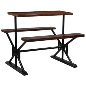 Barový stôl s lavicami, recyklovaný masív 120x50x107 cm