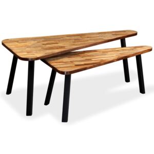 Súprava konferenčných stolíkov, 2 ks, recyklované teakové drevo