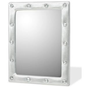 Nástenné zrkadlo z lesklej umelej kože, 40x50 cm, biele
