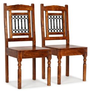 Jedálenské stoličky 2 ks, masív a sheeshamové drevo, klasické