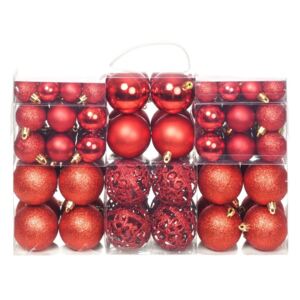 Sada vianočných gúľ, 100 ks, 6 cm, červená