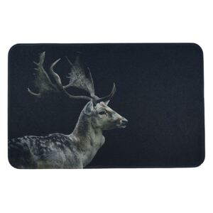 Čierna podlahová rohožka s jeleňom Deer - 75 * 50 * 1cm