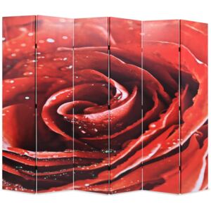 Skladací paraván 228x180 cm, červená ruža