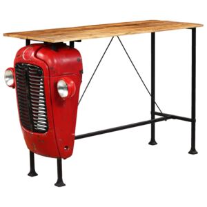 Traktorový barový stôl mangovníkové drevo červený 60x150x107 cm