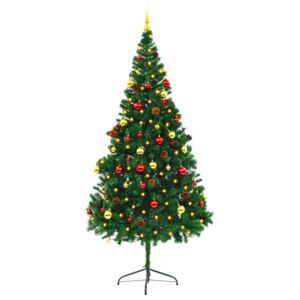 Umelý vianočný stromček s ozdobami a LED diódami 210 cm zelený