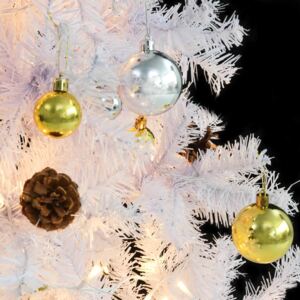 Umelý vianočný stromček s ozdobami a LED diódami 180 cm biely