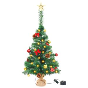 Umelý vianočný stromček s ozdobami a LED diódami 64 cm zelený