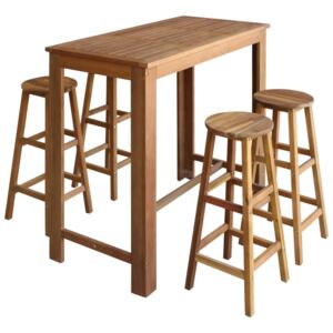 Súprava barového stola a stoličiek, 5 ks masívne akáciové drevo