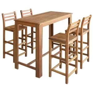 Súprava barového stola a stoličiek 5 ks, akáciový drevený masív