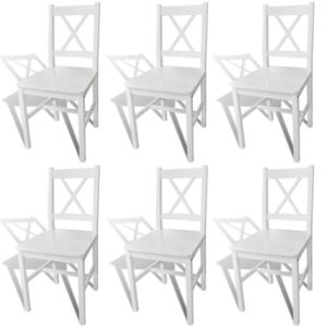 Drevené jedálenské stoličky biele 6 ks