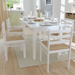 Jedálenské stoličky 6 ks, biele, drevený masív a zamat