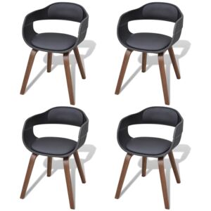 Jedálenské stoličky 4 ks, čierne, ohýbané drevo a umelá koža
