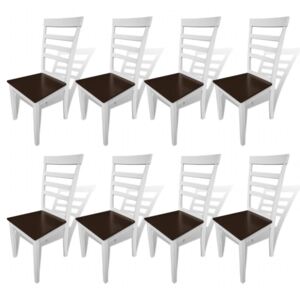 Hnedo biele kuchynské stoličky z masívu, 8 ks