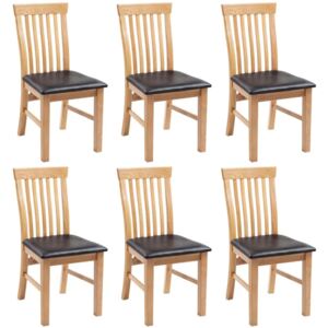 Jedálenské stoličky z dubového dreva, 6ks, umelá koža