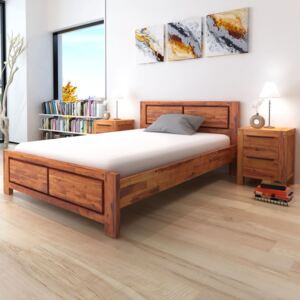 Rám postele z akáciového dreva s matracom z pamäťovej peny, hnedý, 180x200 cm