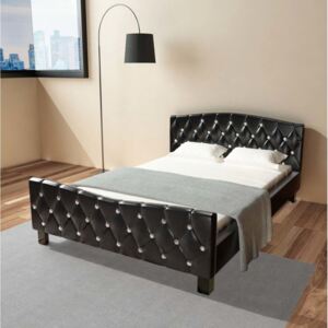 Manželská posteľ s matracom s pamäťovou penou, čierna, 140x200 cm
