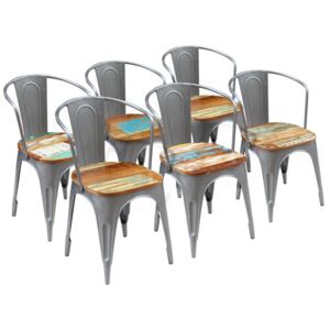 Jedálenské stoličky 6 ks, recyklovaný masív