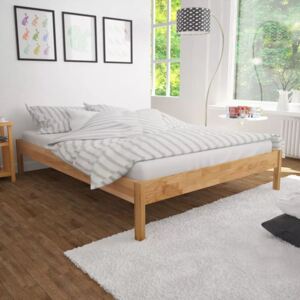 Manželská posteľ s matracom s pamäťovou penou, masívny dub, 140x200 cm