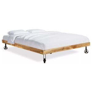 Posteľ s matracom, surové mangové drevo 180x200 cm