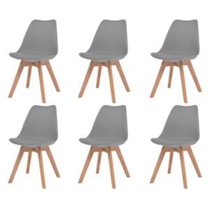 Jedálenské stoličky 6 ks, sivé, umelá koža