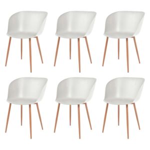 Jedálenské stoličky 6 ks, biele, plast