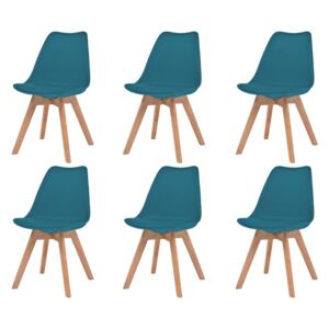 Jedálenské stoličky 6 ks, tyrkysové, umelá koža