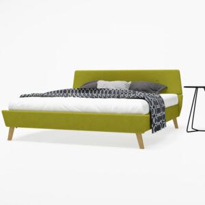 Látková posteľ s matracom z pamäťovej peny, 160x200cm, zelená