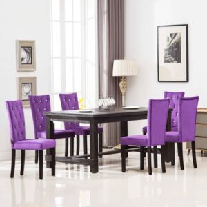 Jedálenské zamatové stoličky 6 ks fialové
