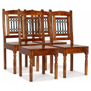 Jedálenské stoličky 4 ks, masív a sheeshamové drevo, klasické