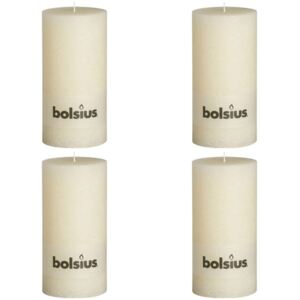 Bolsius Rustikálna valcová sviečka 200x100 mm, slonovinová 4 ks