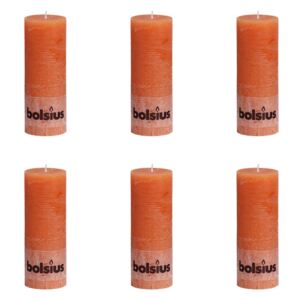 Bolsius Rustikálne valcové sviečky 6 ks 190x68 mm, oranžové