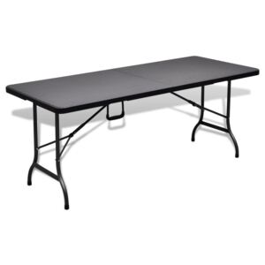 Skladací záhradný stôl, čierny 180x75x72cm,HDPE imitácia ratanu
