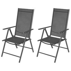 Skladacie záhradné stoličky 2 ks, hliníkové, čierne