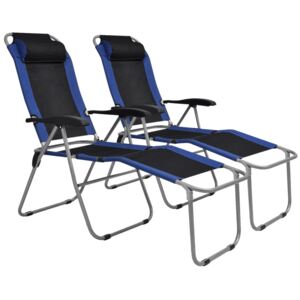 Polohovateľná kempingová stolička 2 ks, modrá a čierna