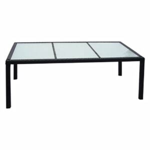 Záhradný stôl, čierny 190x90x75 cm, polyratan
