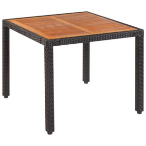 Záhradný stôl 90x90x75 cm, polyratan a akáciový masív