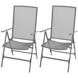 Vonkajšie sklápacie stoličky, 2 ks, oceľová sieťovina