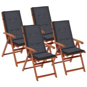 Antracitové sedáky na záhradné stoličky, 4 ks, 120x50x3 cm