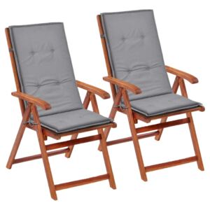 Šedé sedáky na záhradné stoličky, 2 ks, 120x50x3 cm