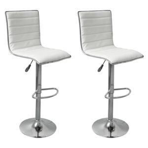 Barové stoličky 2 ks, biele, umelá koža