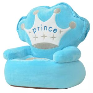 Detské plyšové kreslo Prince, modré