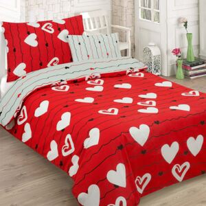 Bavlnené obliečky RED LOVE dvojdielna sada 140x200cm - 140 x 200 cm - 1x vankúš 1x prikrývka